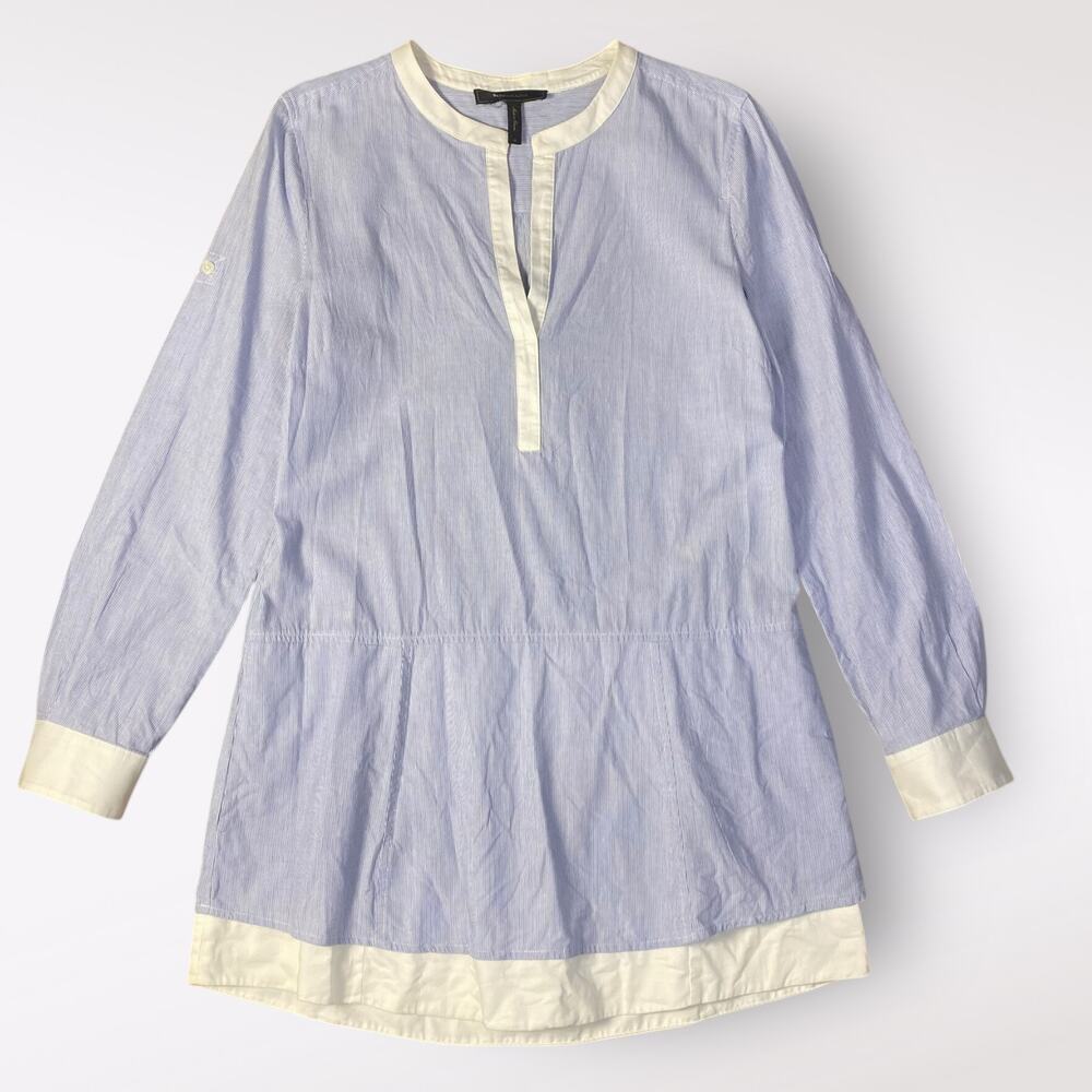 BCBGMaxAzria Blue White Chambray Kelci Dress Size‎ M Business Casual